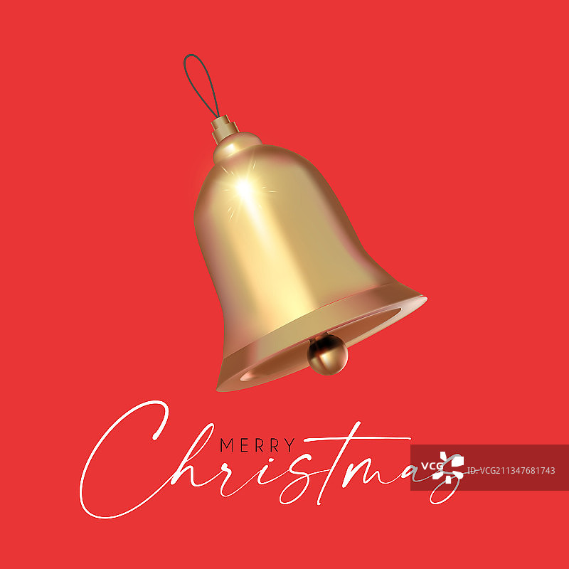 圣诞金色铃铛3D逼真设计图片素材