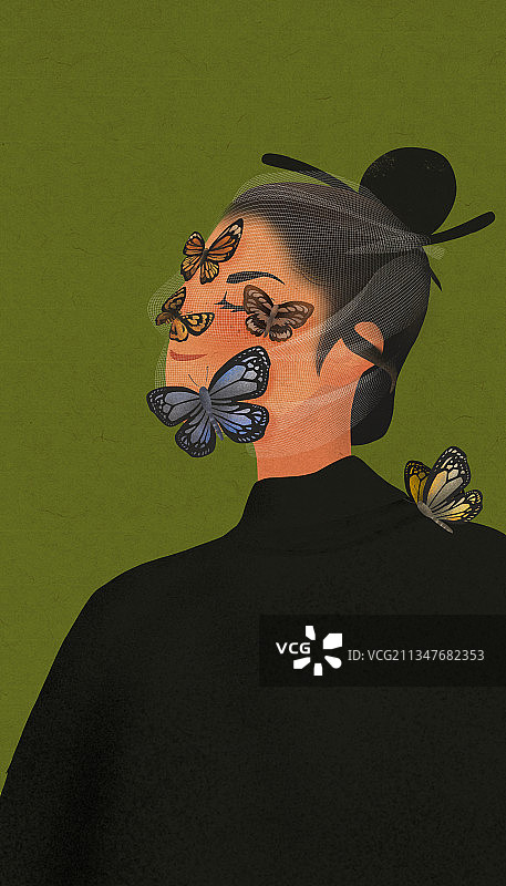 女孩清新插画图片素材