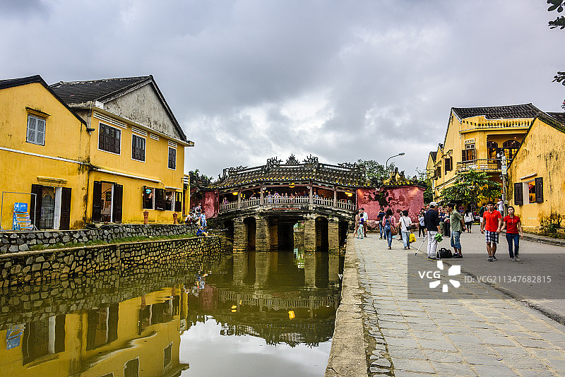 亚洲越南中部会安古城日本廊桥图片素材