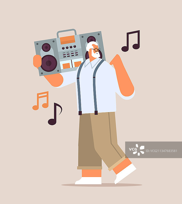 老年男人带着低音炮图片素材