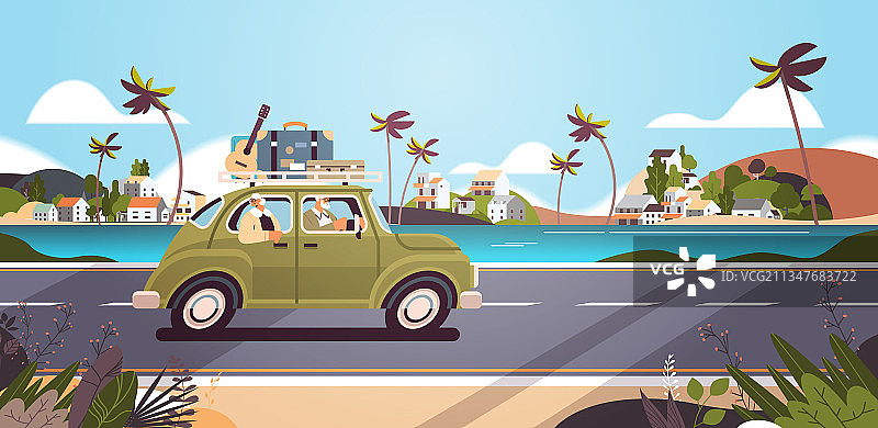 老年家庭每周假日驾车出游图片素材