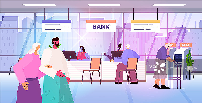 现代银行的客户与顾问图片素材