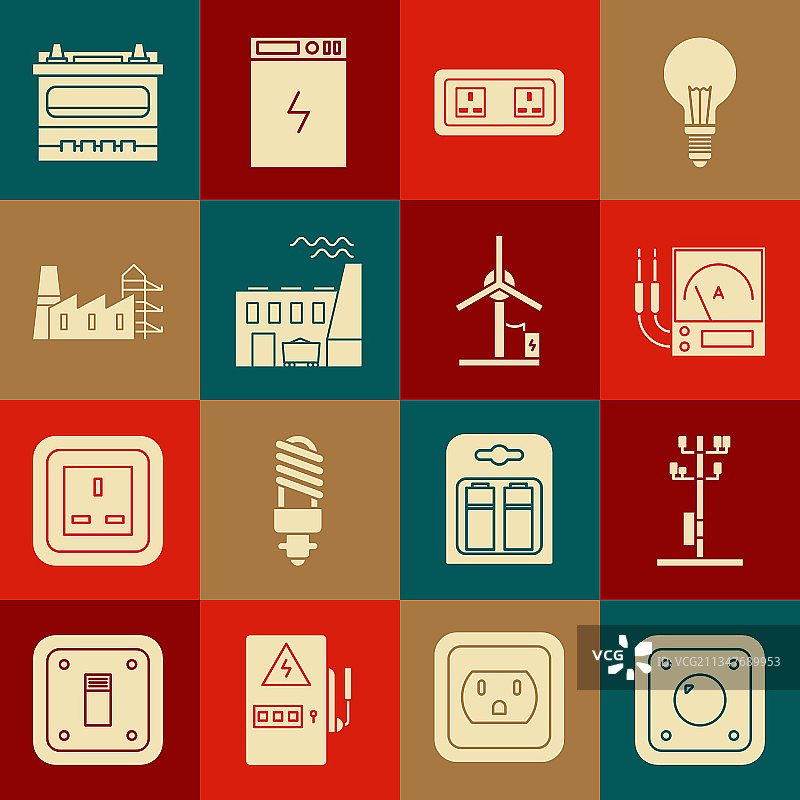 电灯开关高压电线杆套装图片素材