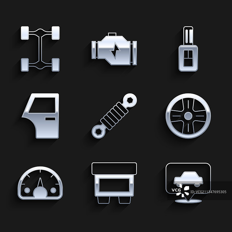 汽车减震器、保险丝、汽车维修和合金轮毂图片素材