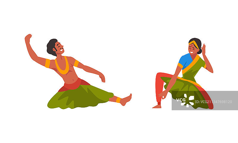 年轻男子和印度舞蹈女子，戴着朱点图片素材