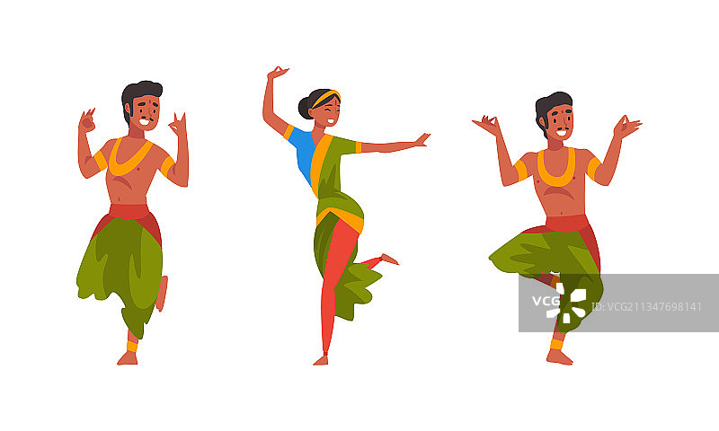 年轻男子和印度舞蹈女子，戴着朱点图片素材