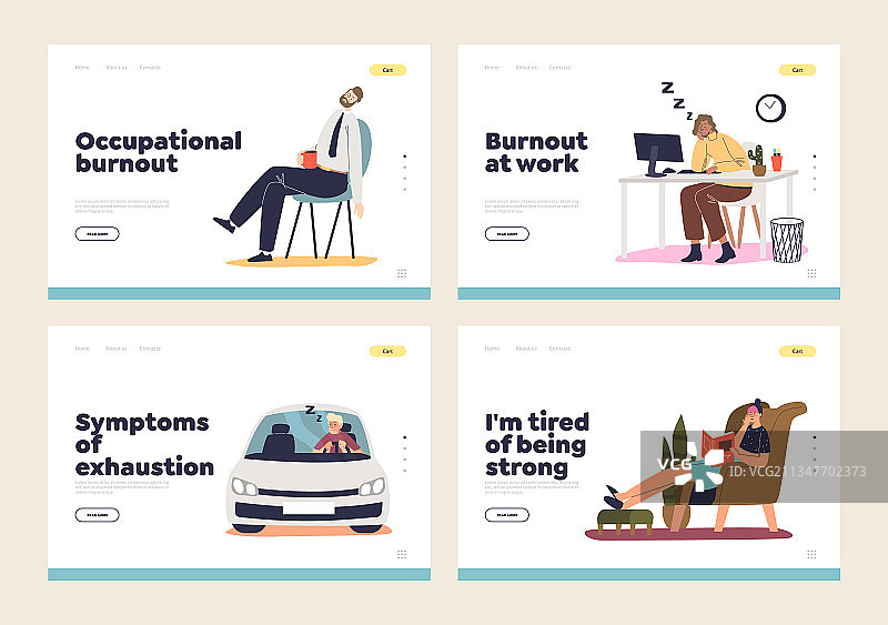 职业倦怠和疲劳概念集图片素材