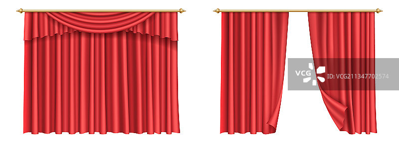 剧院舞台红色幕布开启图片素材