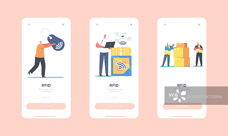 RFID移动应用页面引导屏幕模板图片素材