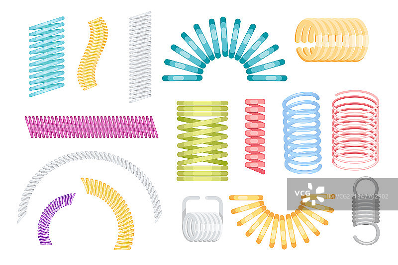 彩色塑料弹簧圈图标集图片素材