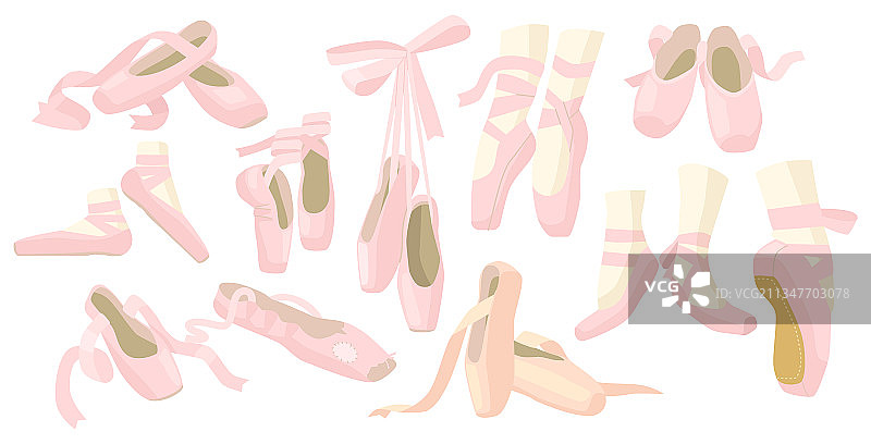 芭蕾舞足尖鞋和粉色芭蕾舞鞋图片素材