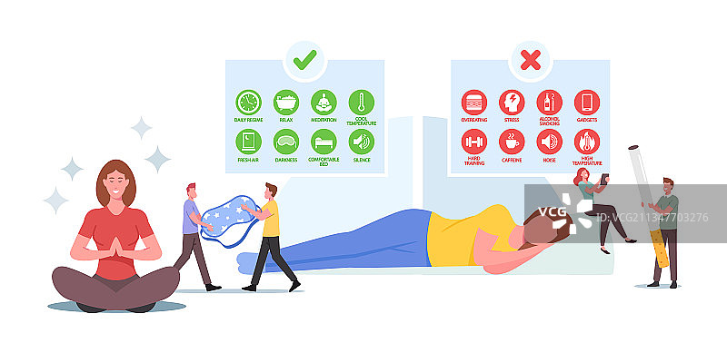 健康睡眠建议角色概念图片素材