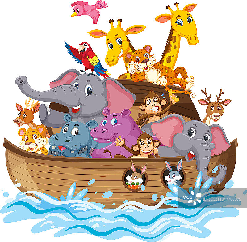 诺亚方舟上的动物 海浪图片素材