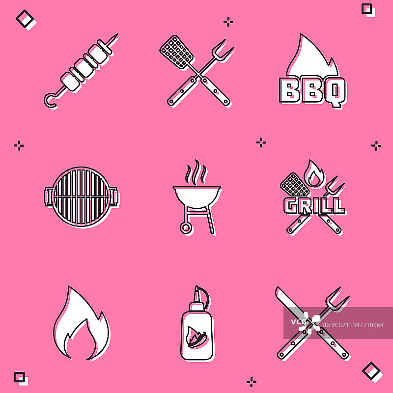 烤肉串烤肉叉铲套餐图片素材