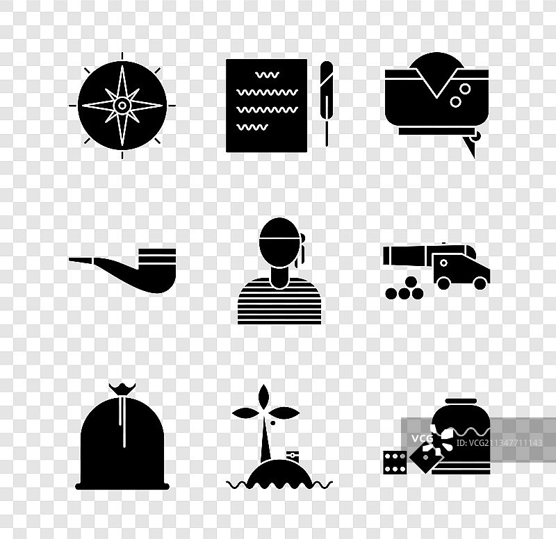 风玫瑰羽毛笔与海盗帽卷轴图片素材