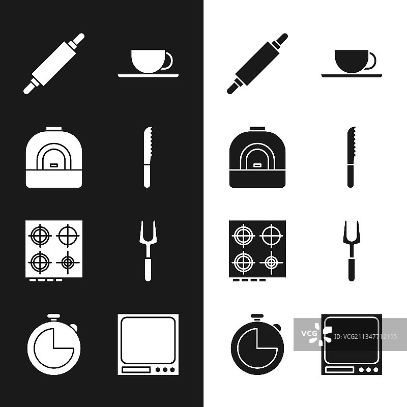 面包刀烤箱擀面杖咖啡杯图片素材