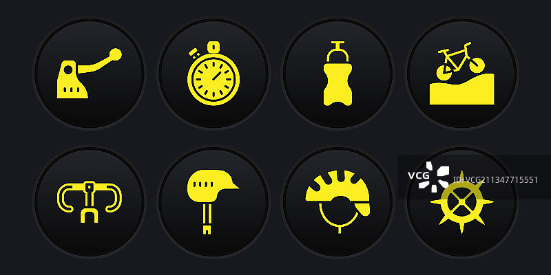 自行车把手、山地自行车头盔套装图片素材