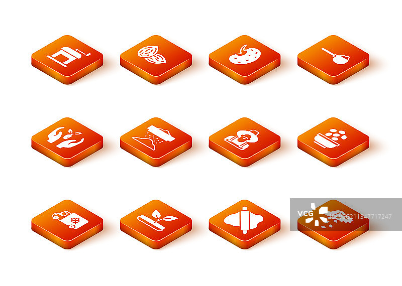 面粉车发芽植物在手中筛选套装图片素材