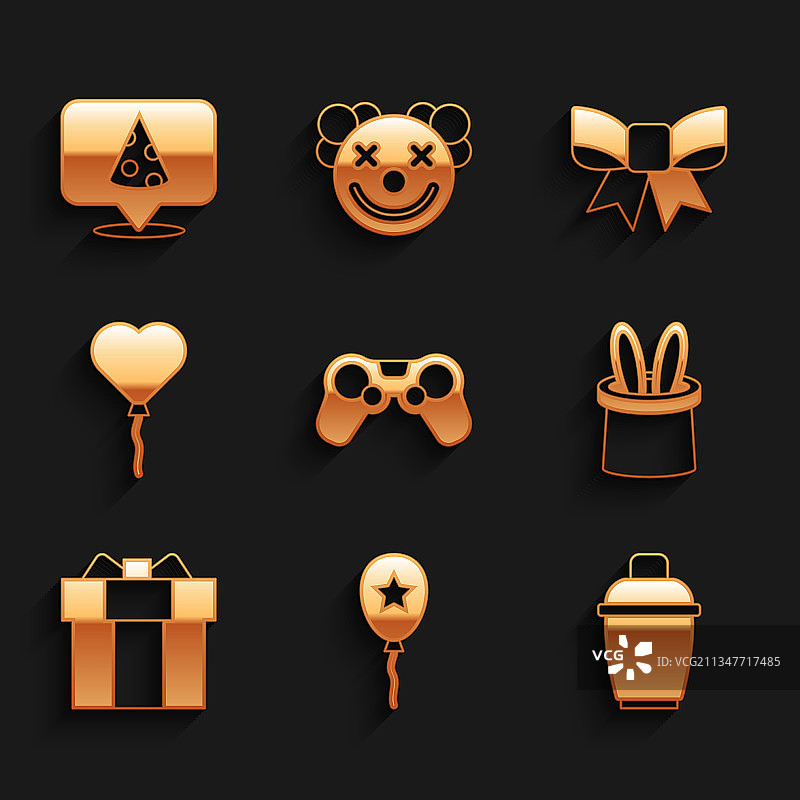 游戏手柄、气球与丝带鸡尾酒调酒器套装图片素材