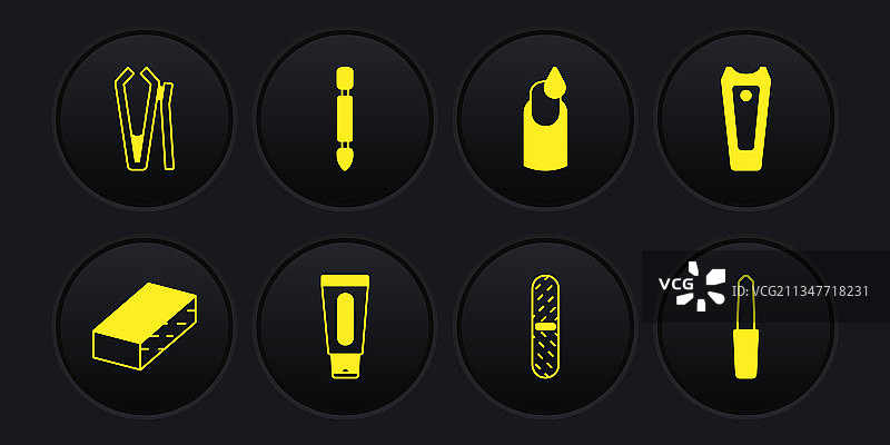 设置指甲锉刀切割器管手霜图片素材