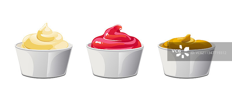 番茄酱蛋黄酱芥末酱料组合图片素材