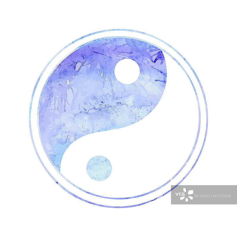 蓝色水彩阴阳符号图片素材