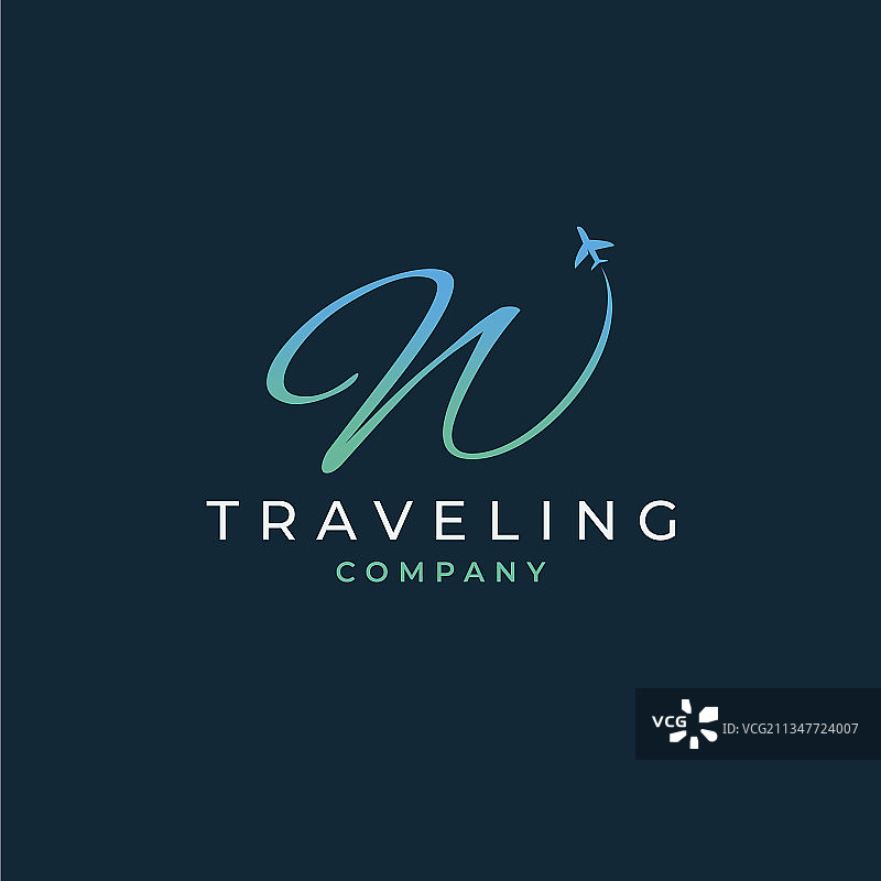 字母W旅行标志设计图片素材