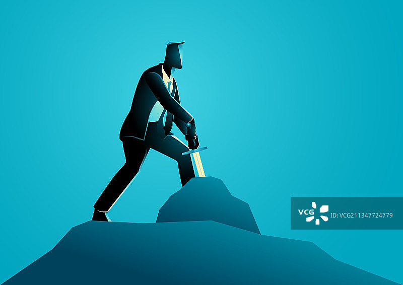 商人试图拔出王者之剑图片素材