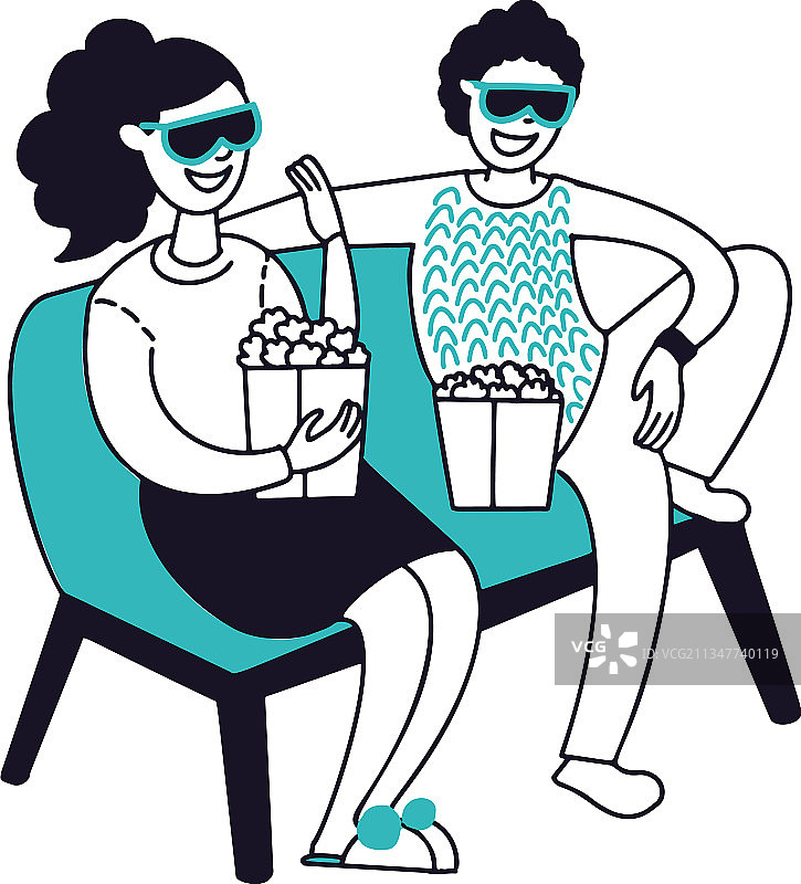 在家庭影院里的一对幸福情侣图片素材