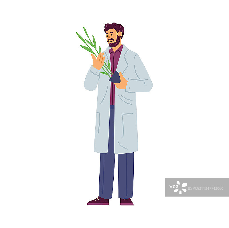 植物育种家角色扁平风格插画图片素材