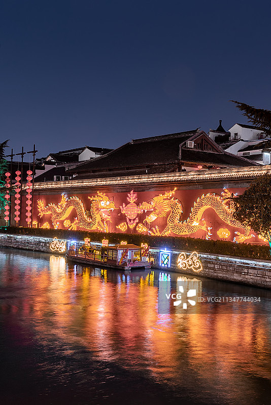 南京夫子庙秦淮河风光夜景图片素材