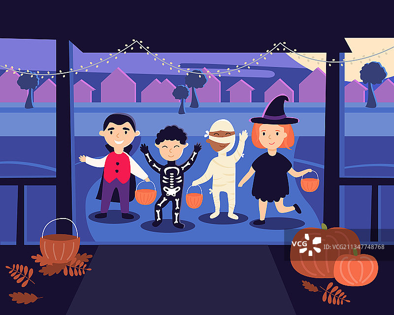 万圣节儿童巫婆木乃伊服装图片素材