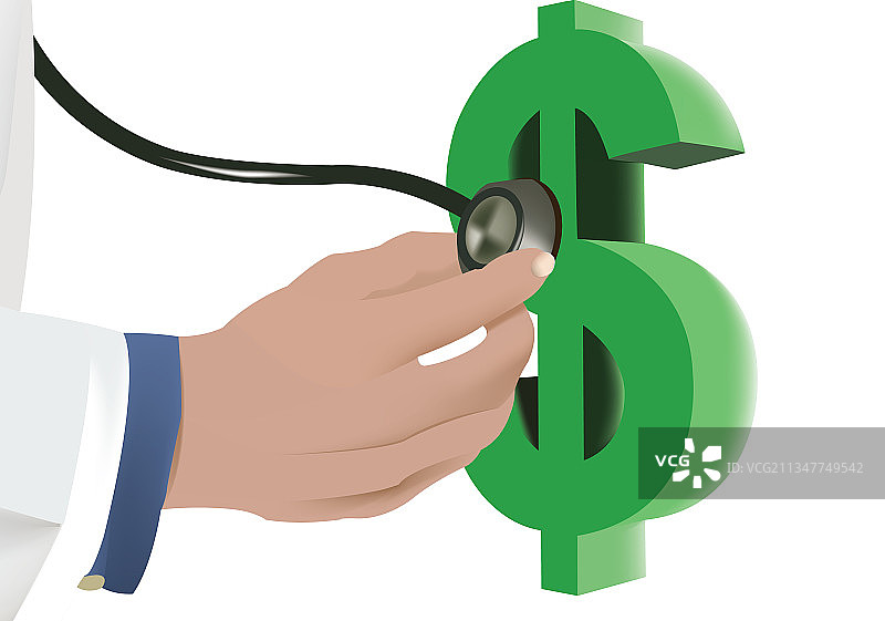 手持美元符号听诊器图片素材