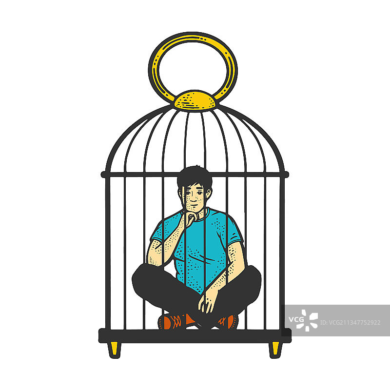 笼中男人素描图片素材