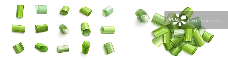 绿色韭菜或洋葱叶碎图片素材