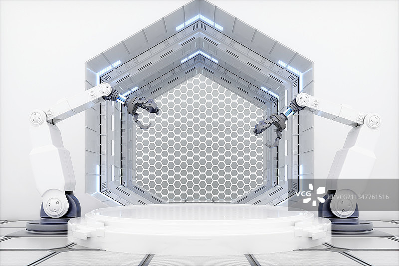 3D渲染的未来科技展台图片素材