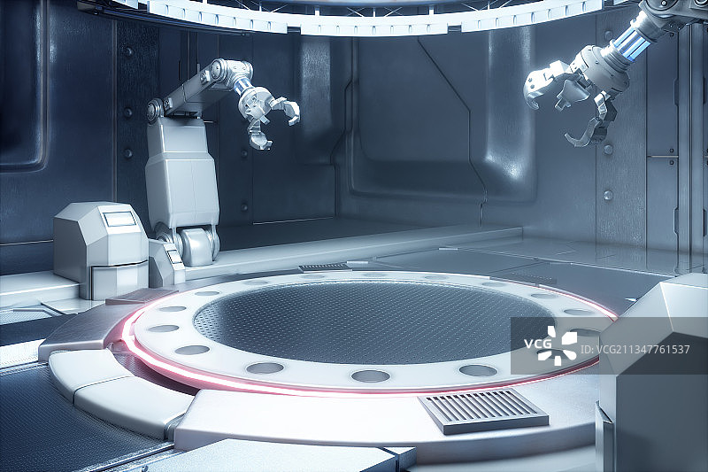 3D渲染的未来科技展台图片素材