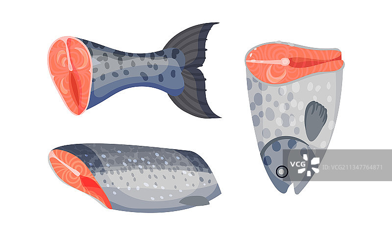 天然有机海产三文鱼生鱼块图片素材