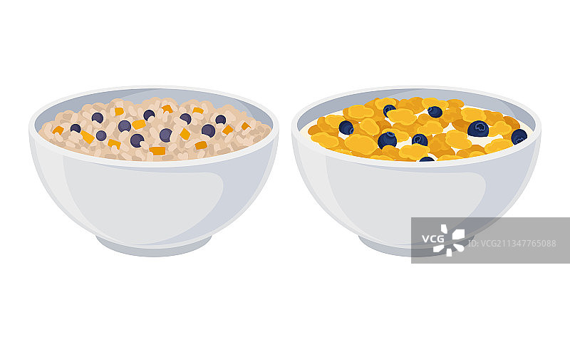 碗装格兰诺拉麦片、蓝莓麦片图片素材
