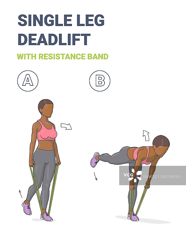 做单腿硬拉的非裔美国女孩图片素材