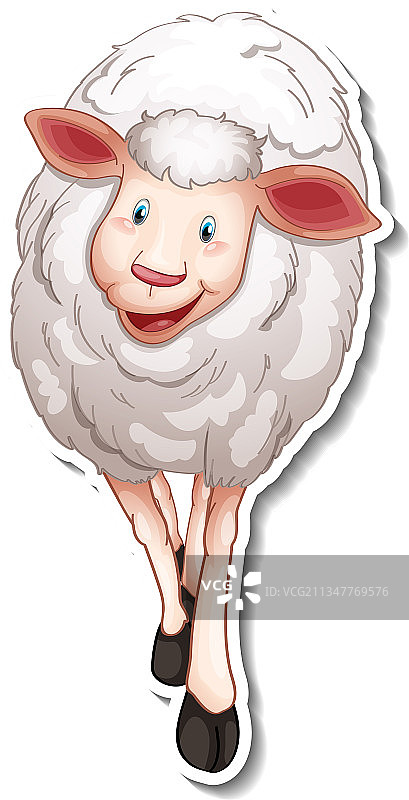 可爱绵羊卡通形象贴纸设计图片素材