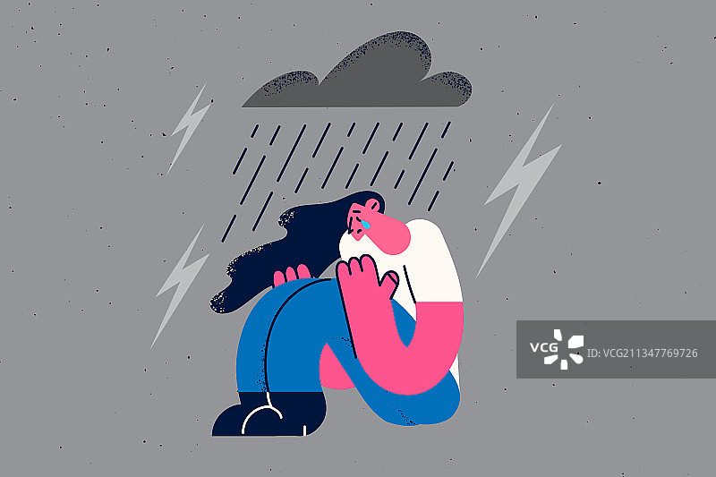 沮丧、悲伤和孤独概念图片素材