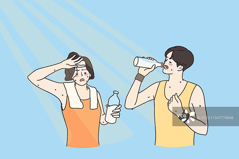 饮用水与炎热夏季概念图片素材