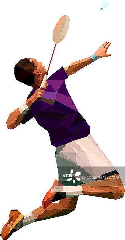 多边形专业羽毛球运动员图片素材