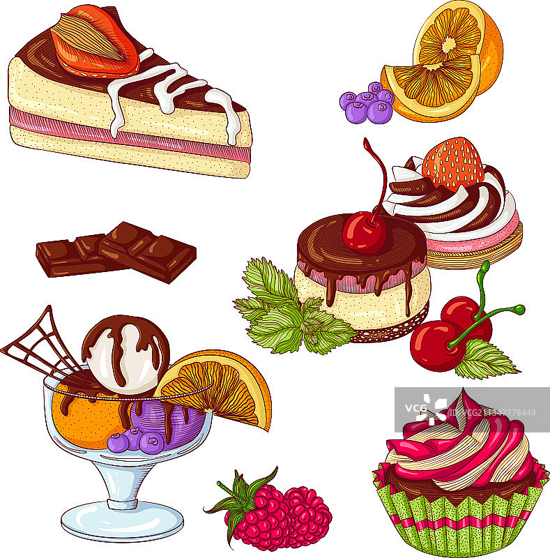 彩色甜点套餐图片素材