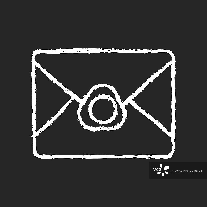 深色背景上的复古信封粉笔白色图标图片素材