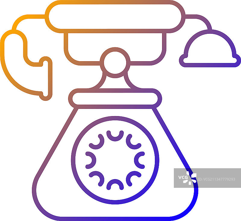 复古电话渐变线性图标图片素材