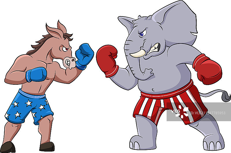 民主驴与共和党象图片素材