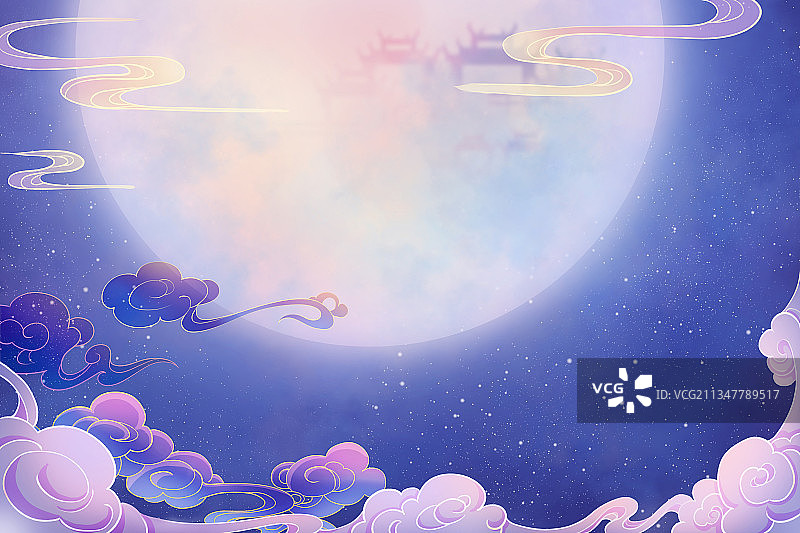 中秋佳节祥云月亮图片素材