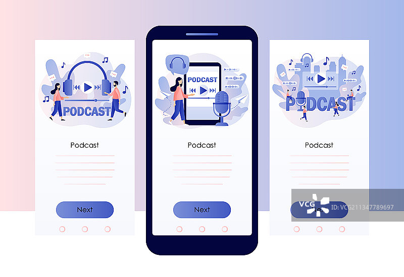人们收听音频的播客概念图片素材